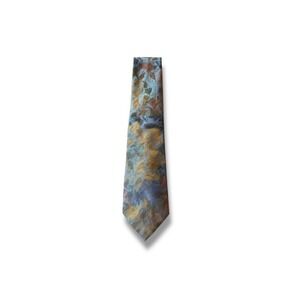 Oscar De La Renta Studio Tie Vintage Muted Floral 1990s Blues Teals Workwear